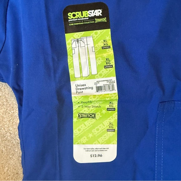 ScrubStar Drawstring Scrub pants Unisex XL Electric Blue NWT - Picture 2 of 5